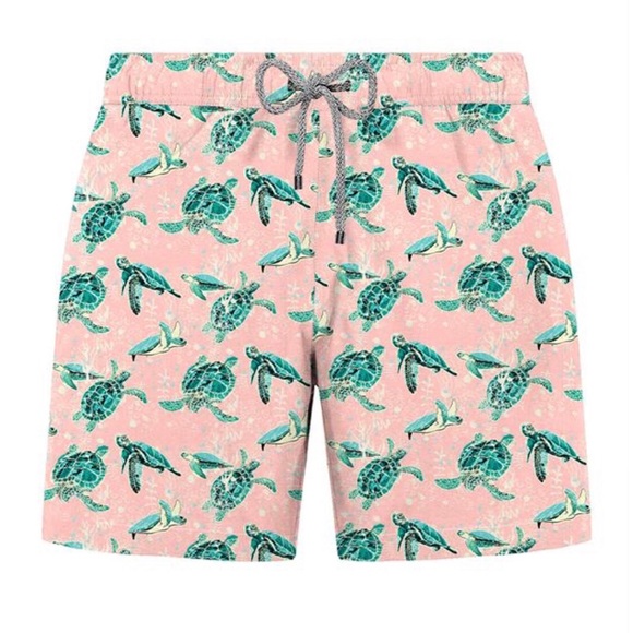 John Frank gym/swim shorts in pink with turquoise turtles print, side pockets, S - Picture 15 of 15